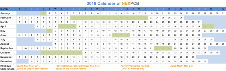 2018 Vacation Calendar 2018 Vacation Calendar