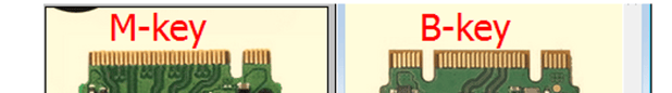 M-Key is PCI-E 4x Channel and B-Key is SATA or PCI-E 2x Channel. 