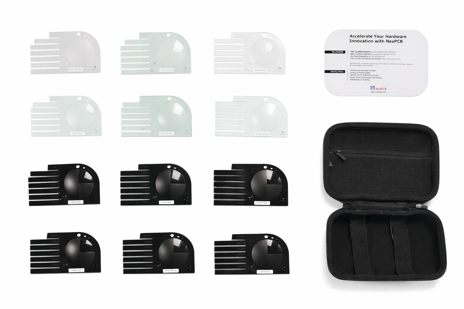 NexPCB CMF kit with 12 samples and carrying case