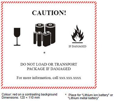 Lithium ion battery operation label